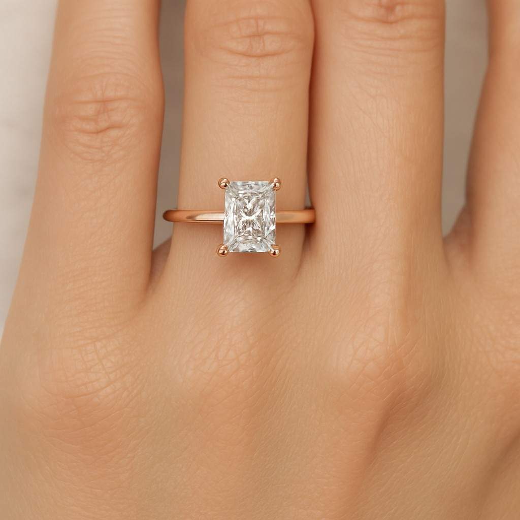 Radiant Cut Solitaire Wedding Ring for Women Anniversary Gift for Her