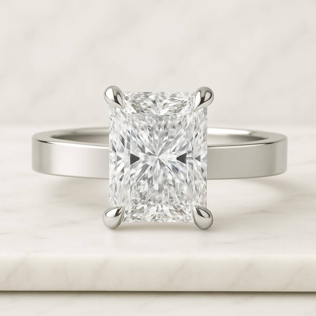 Radiant Lab Grown Diamond Engagement Ring
