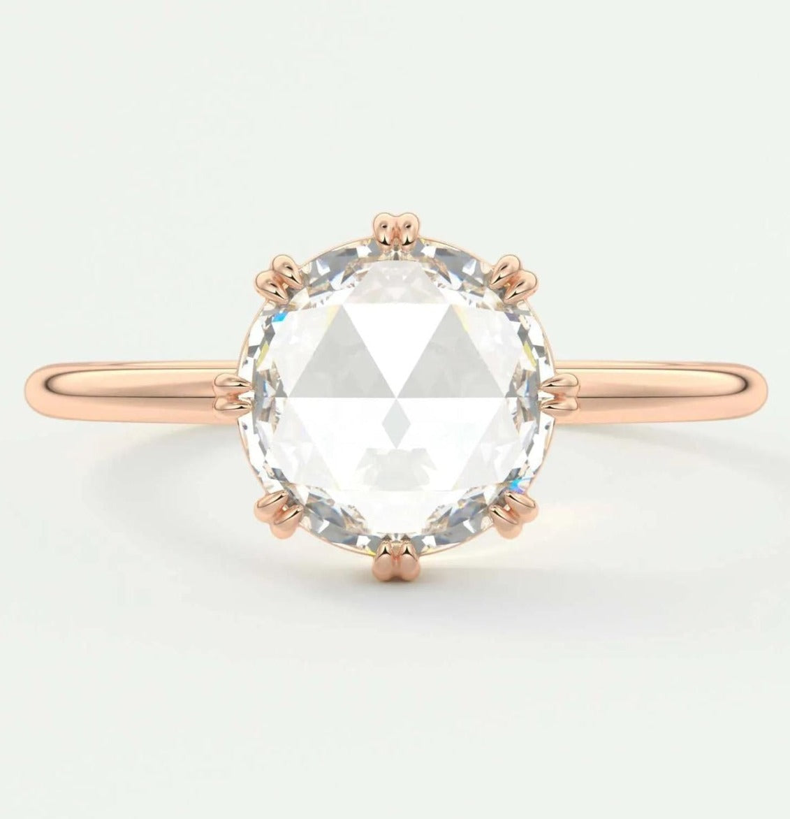 Rose-Cut Diamond Ring, Conflict Free Ethically Sourced Rose Gold