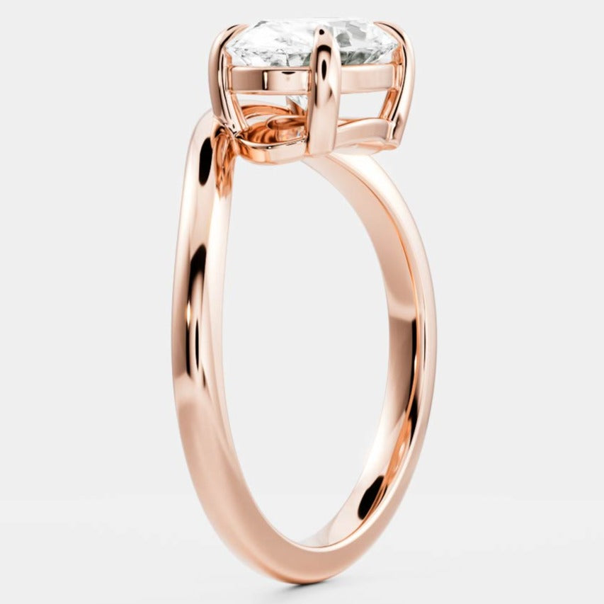 Rose Gold East-West Oval Cut Curved Ring For Her