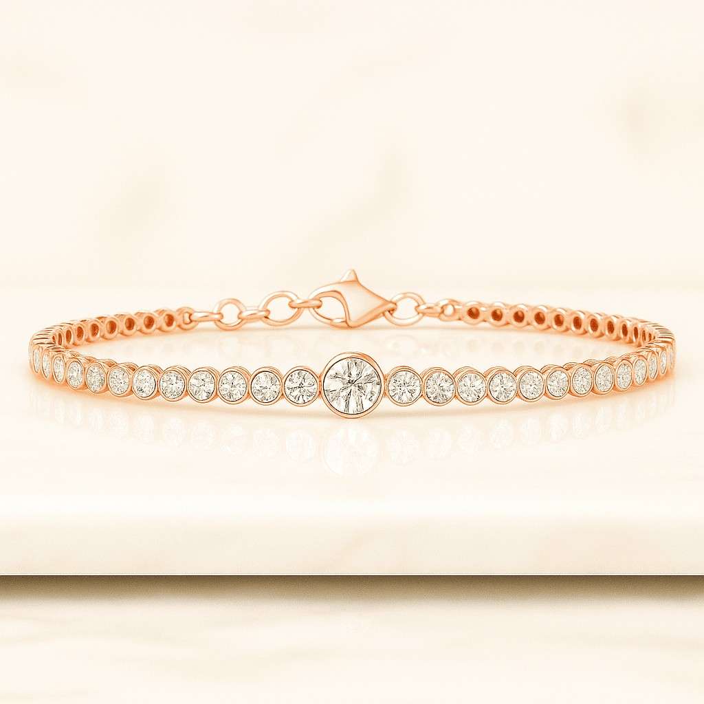 Bezel Set Round Moissanite Diamond Tennis Bracelet