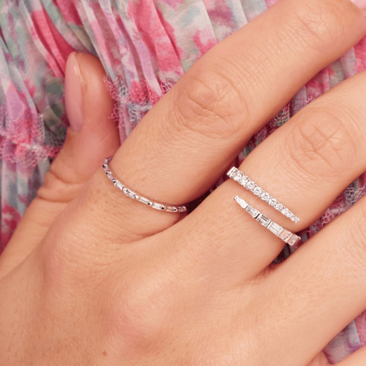 Round And Baguette Half Eternity Wrap Ring For Her