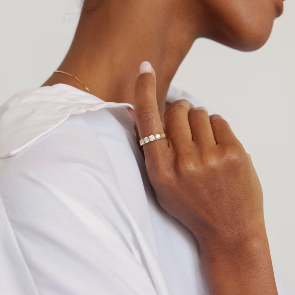 Round Cut Diamond Half Eternity Band For Mum