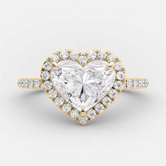 Round Cut Halo with Pave Set Diamond Ring