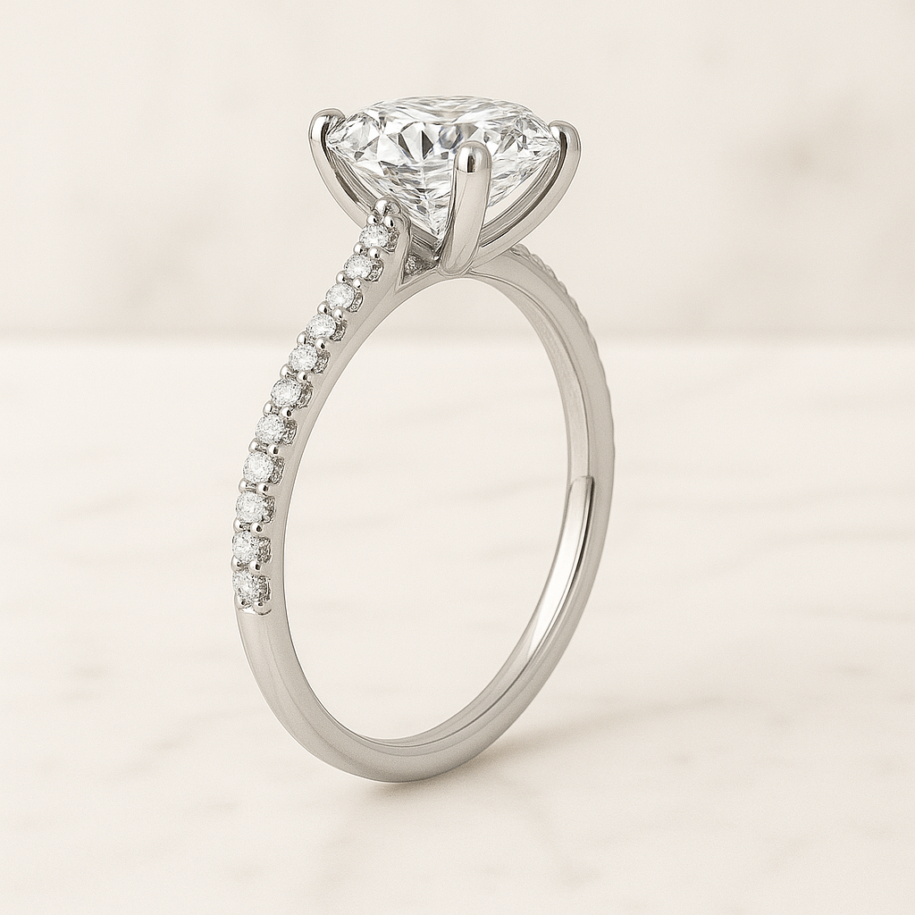 Round Cut Lab Created Diamond Solitaire Set Engagement Ring