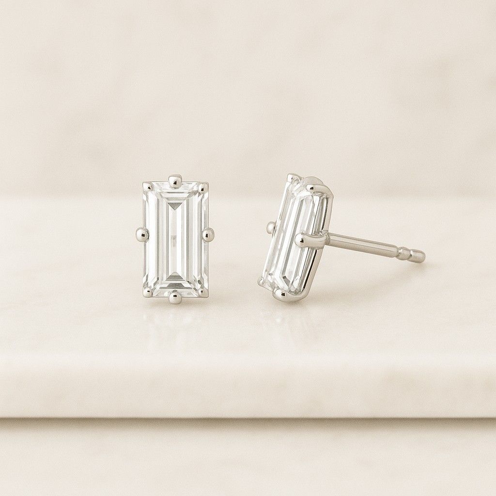 Round Cut Lab Diamond Solitaire Earrings, Round Lab Grown Diamond Minimalist Huggie Hoops Earrings, Engagement