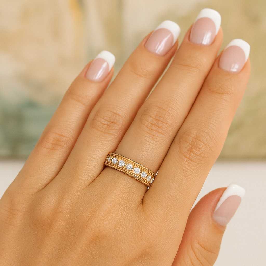 round cut lab grown diamond ring wide anniversary ring