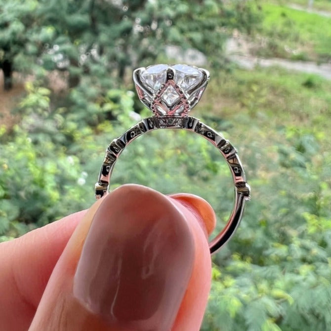 Round Cut Lab Made Diamond Engagement Ring