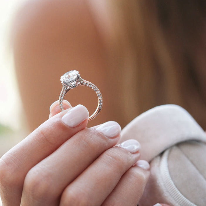 Round Cut Lab Made Pave And Hidden Halo Ring