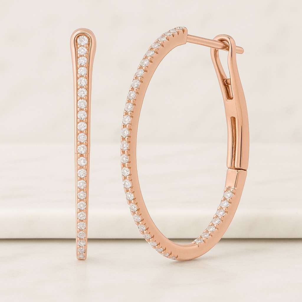 Round Cut Moissanite Diamond Hoops Earrings Round Shaped Earrings