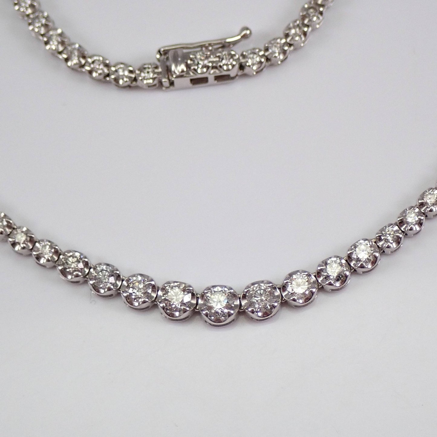 Round Cut Moissanite Diamond Tennis Necklace Gift For Sister