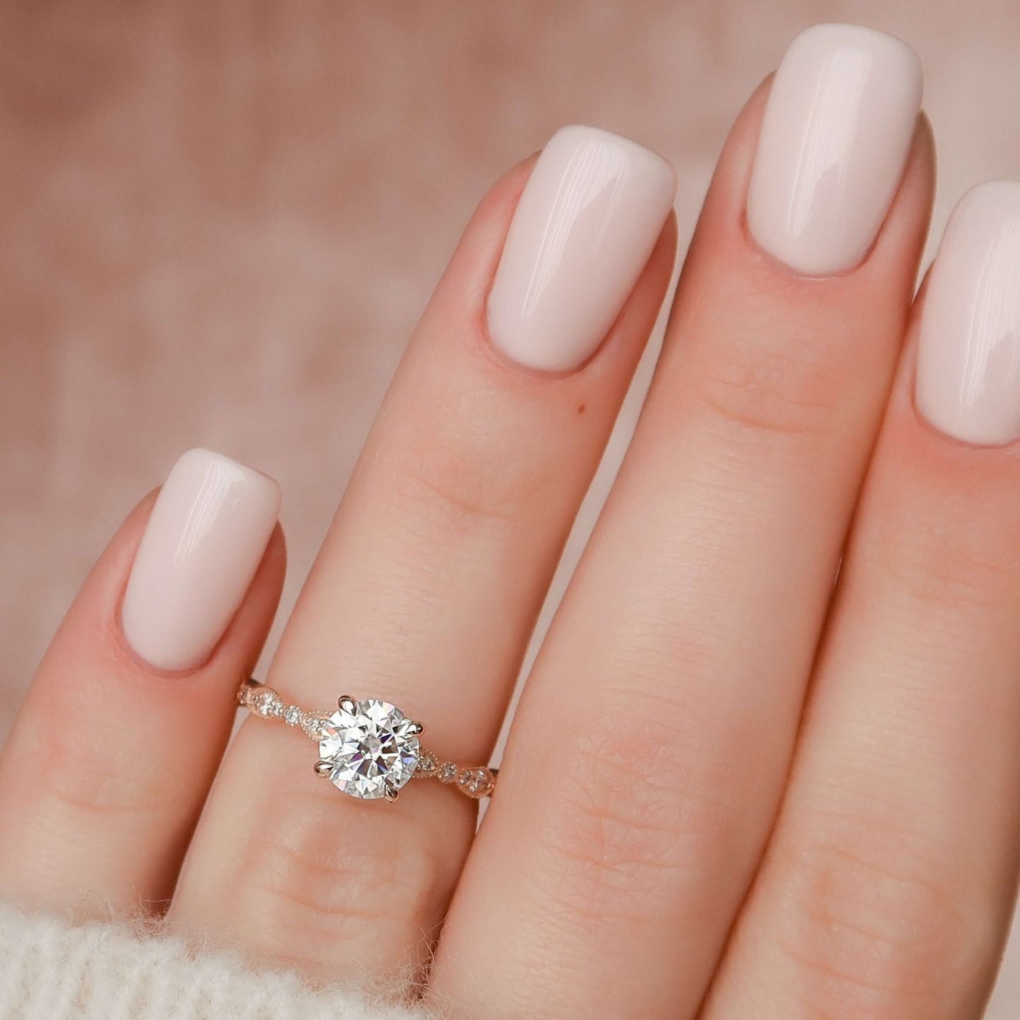 Round Cut Moissanite Engagement Ring For Mother In Low