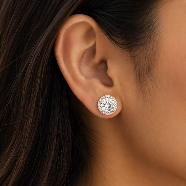 1.2 ctw round cut lab diamond halo stud earrings