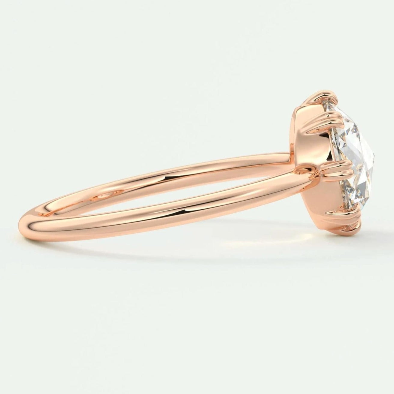 Round Diamond Ring, Round Rose Cut White Diamond Engagement Ring
