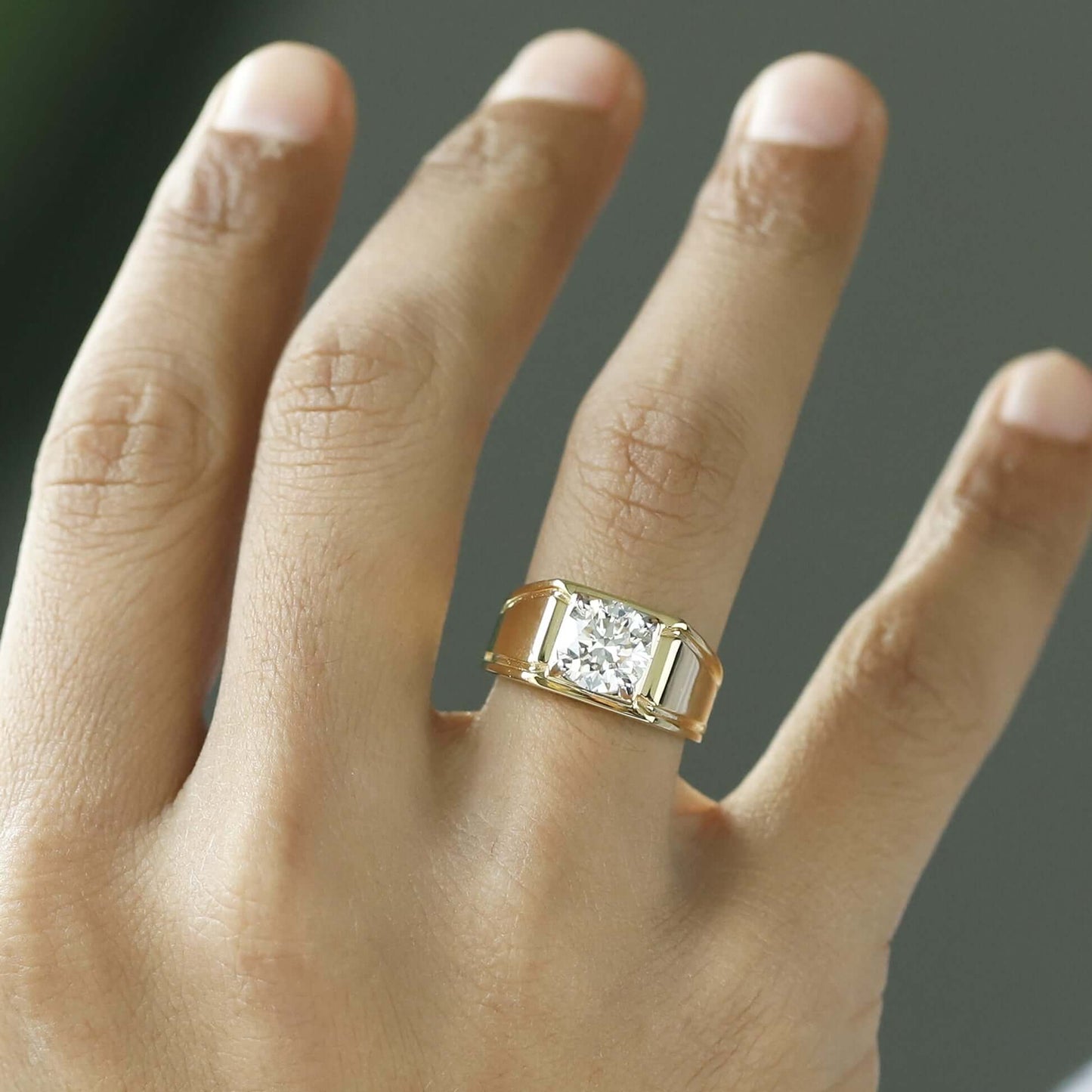 Round Diamond Solitaire Men's Ring
