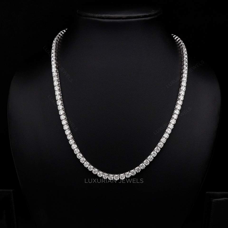 Round Diamond Tennis Necklaces