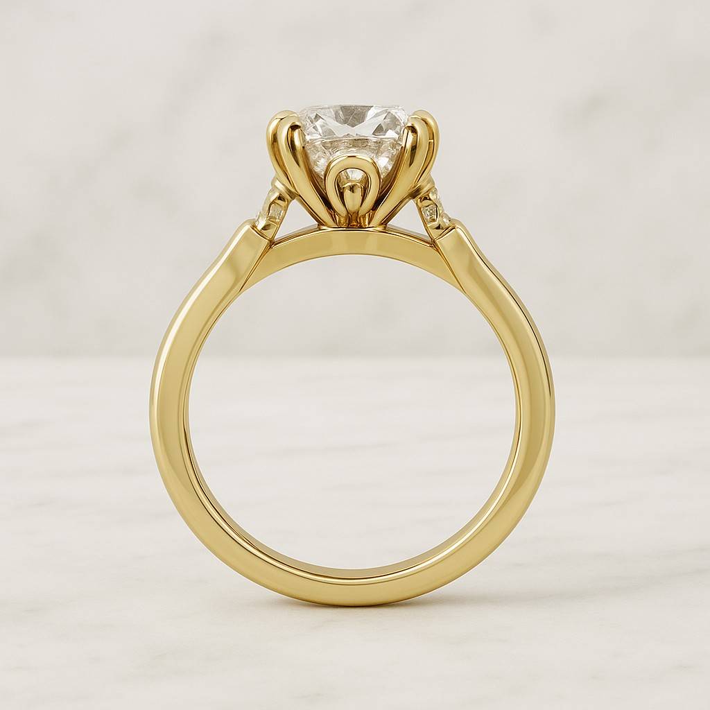 Round Lab Grown Diamond Ring Set Best Anniversary Gift for Wife