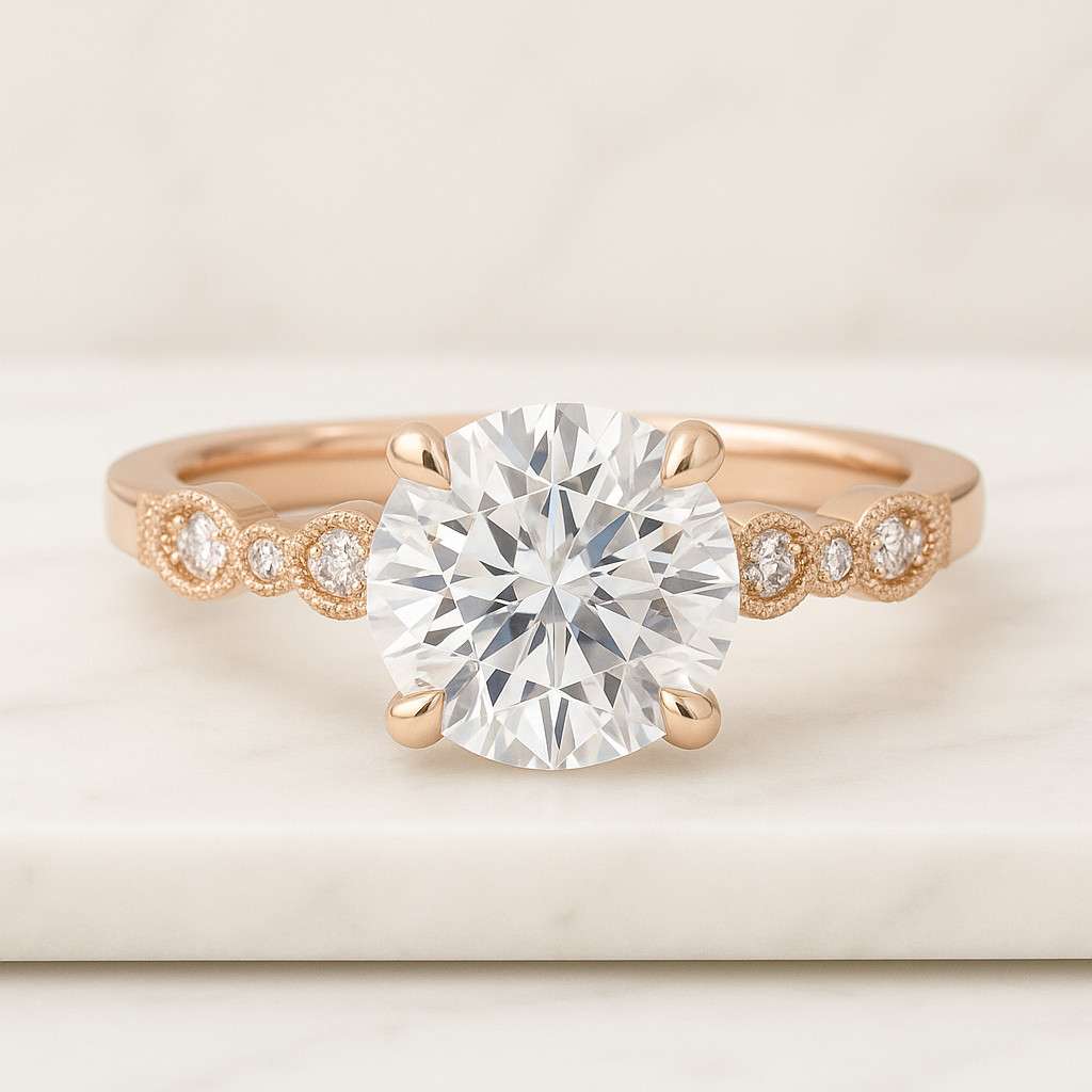 round three stone lab grown diamond engagement ring round cut lab grown diamond solitaire ring engagement ring, round cvd diamond
