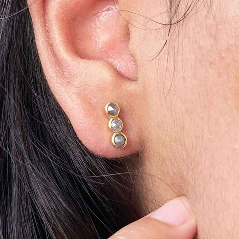 Salt and Pepper Bezel Set Earrings