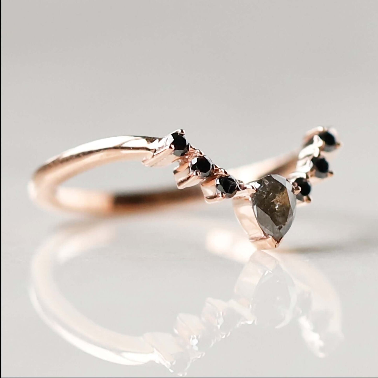 Curved Salt and pepper diamond wedding band