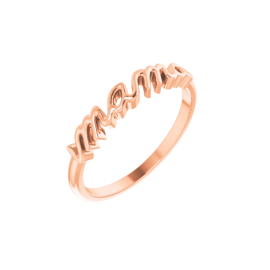 Script Mama Ring Everyday Ring Initial Gold Band