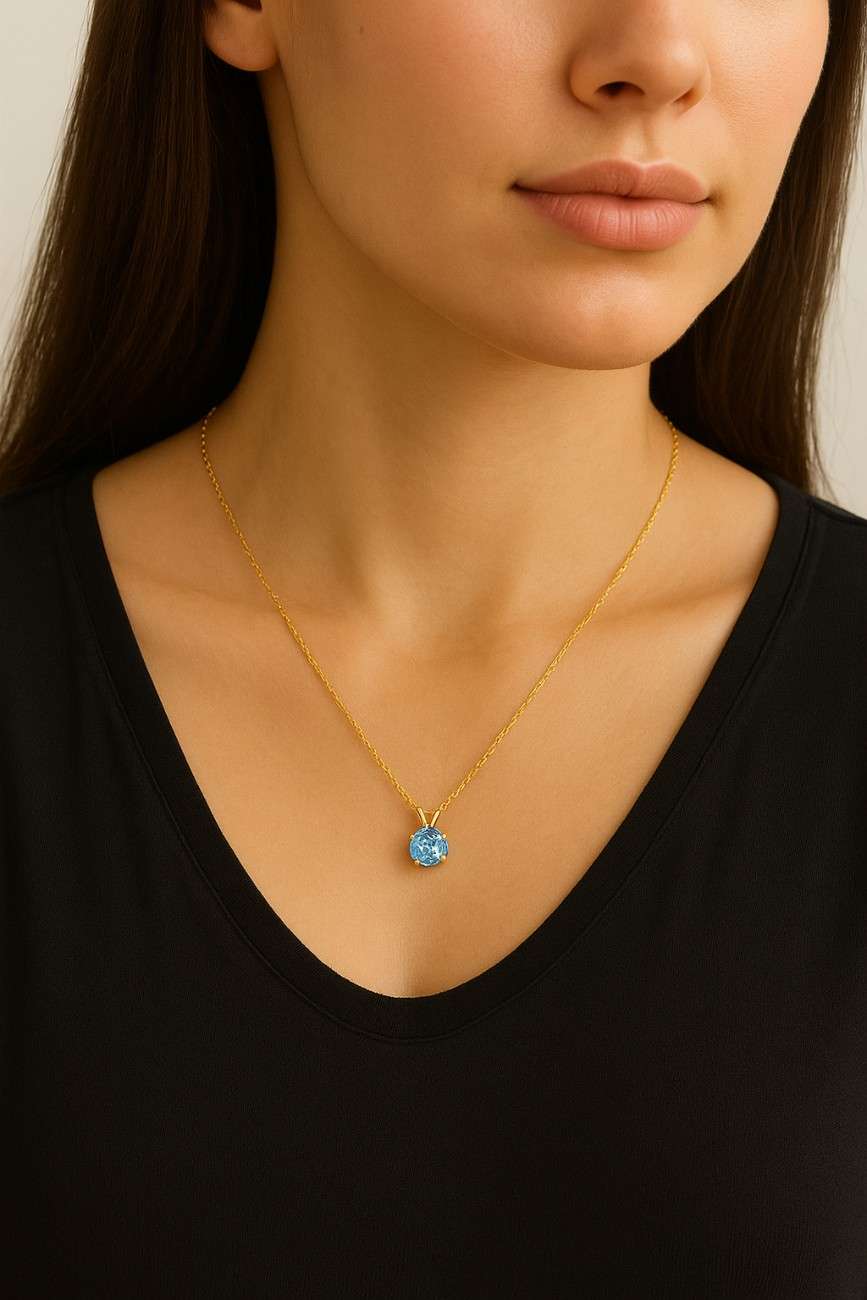 September Birthstone Jewelry Dainty Sapphire Necklace Gift for Her Women