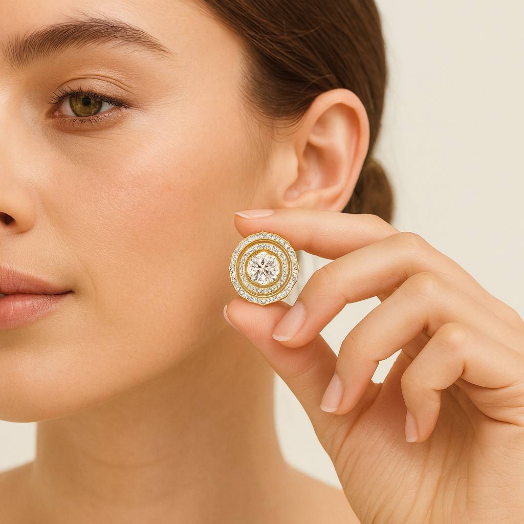 Silver Lab Diamond Stud Earrings Round Cut Solitaire Studs Sterling Silver Nickel Free Earrings