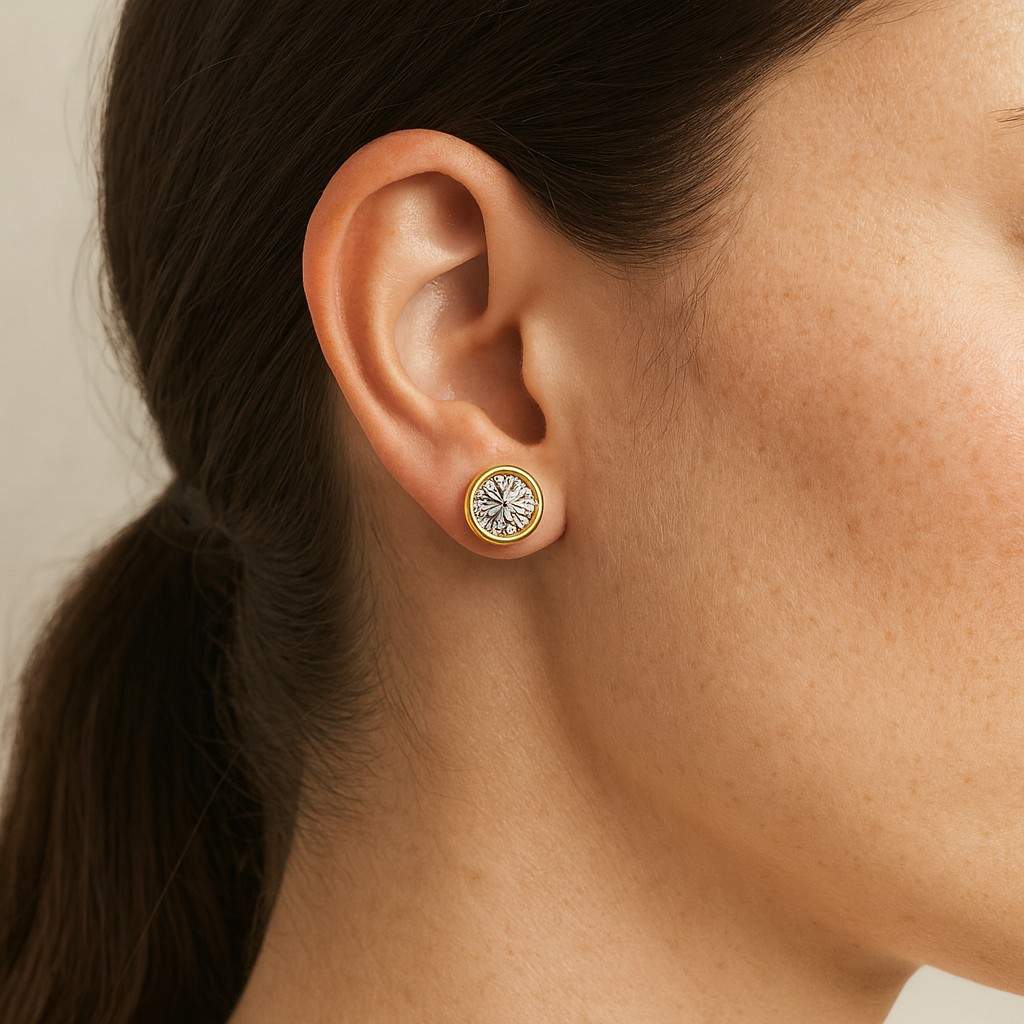 Silver Round Diamond Stud Earrings Round Earrings CZ Earrings Cubic Zirconia Earrings Mens Earring Stud 3-8mm Gift For Him