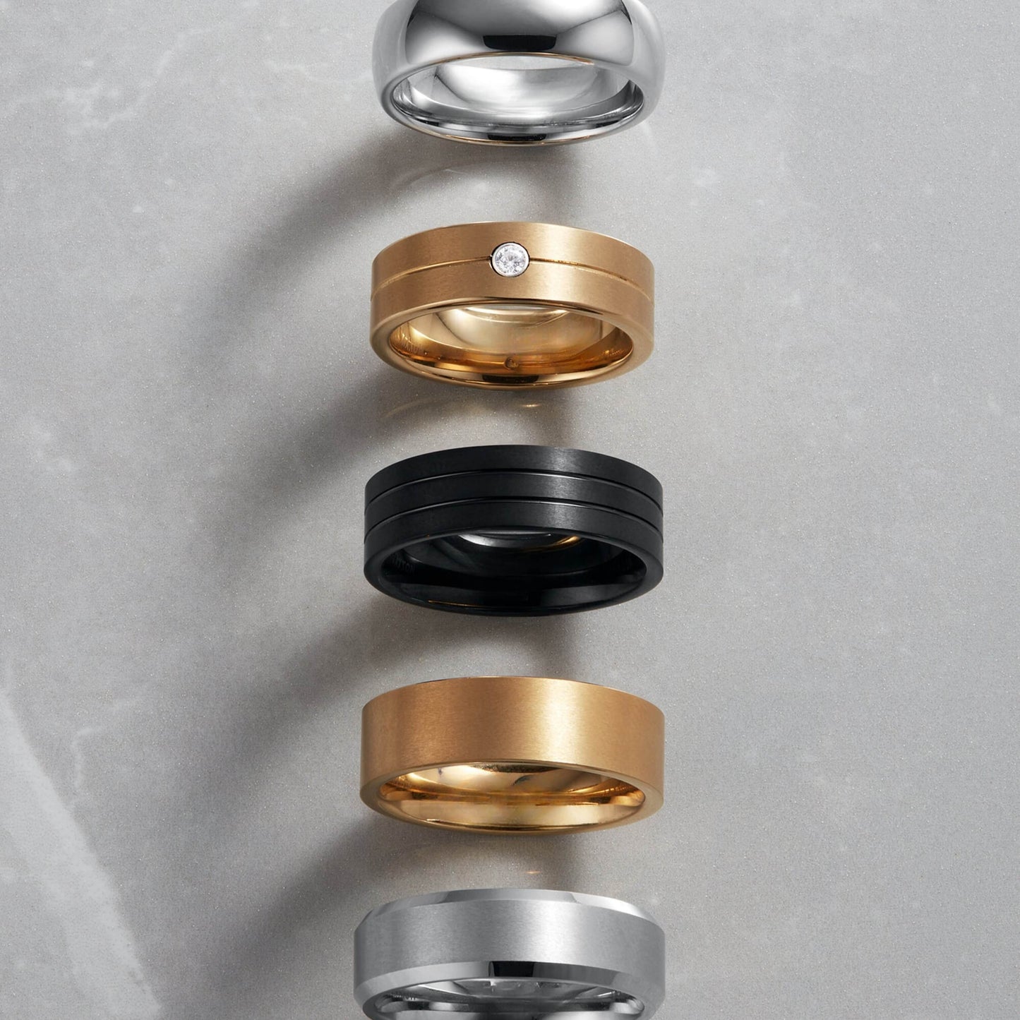 Single Diamond Wedding Band, 14k Yellow Gold Diamond Ring