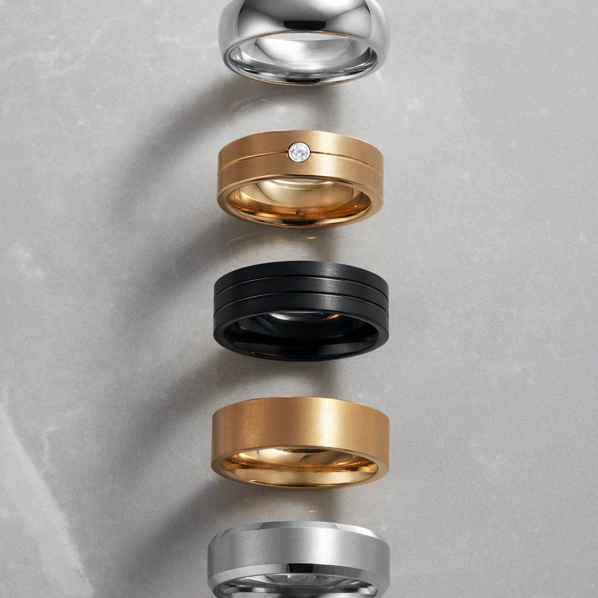 Single Diamond Wedding Band, 14k Yellow Gold Diamond Ring