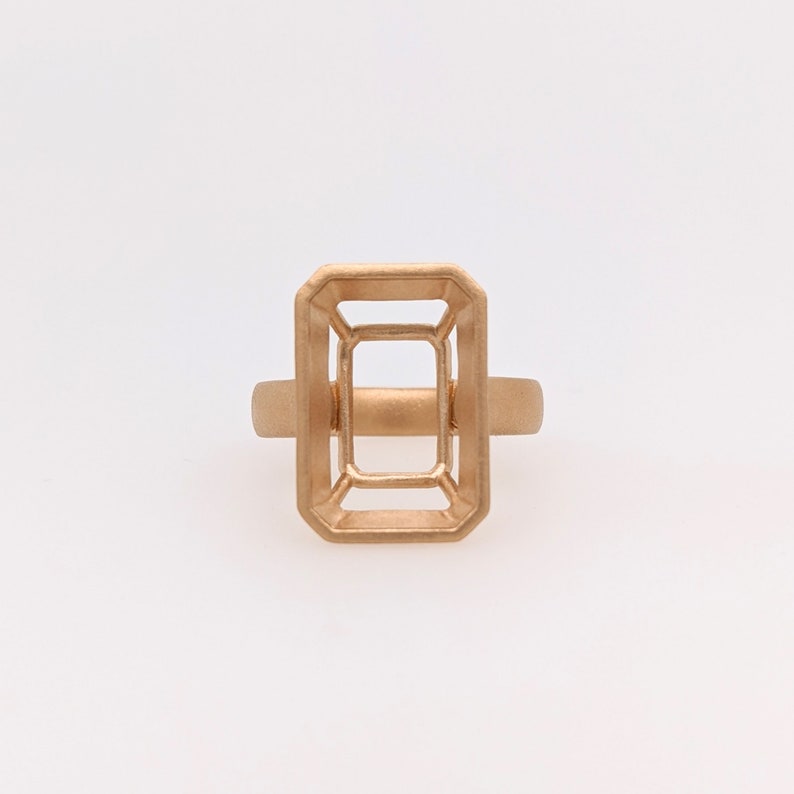 Solid Gold Emerald Shape Semi Mount Ring