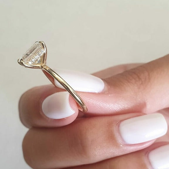 solid gold radiant cut wedding ring
