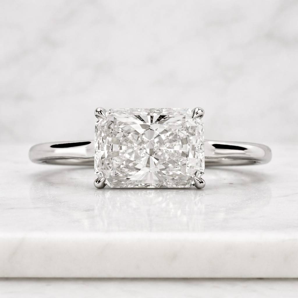 solid gold solitaire white rose yellow gold ring