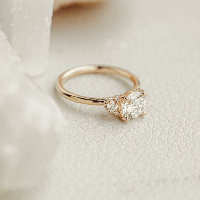 Solid Gold Three Stone Promise Ring for Women