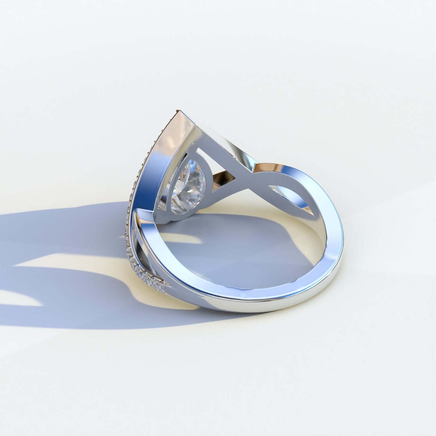 Solid White Gold Criss Cross Minimalist Ring