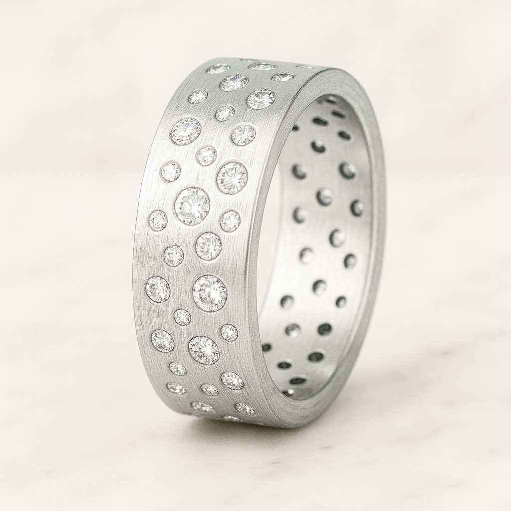 Solid White Yellow Rose Gold Ring Genuine Lab Grown Diamond Anniversary Ring