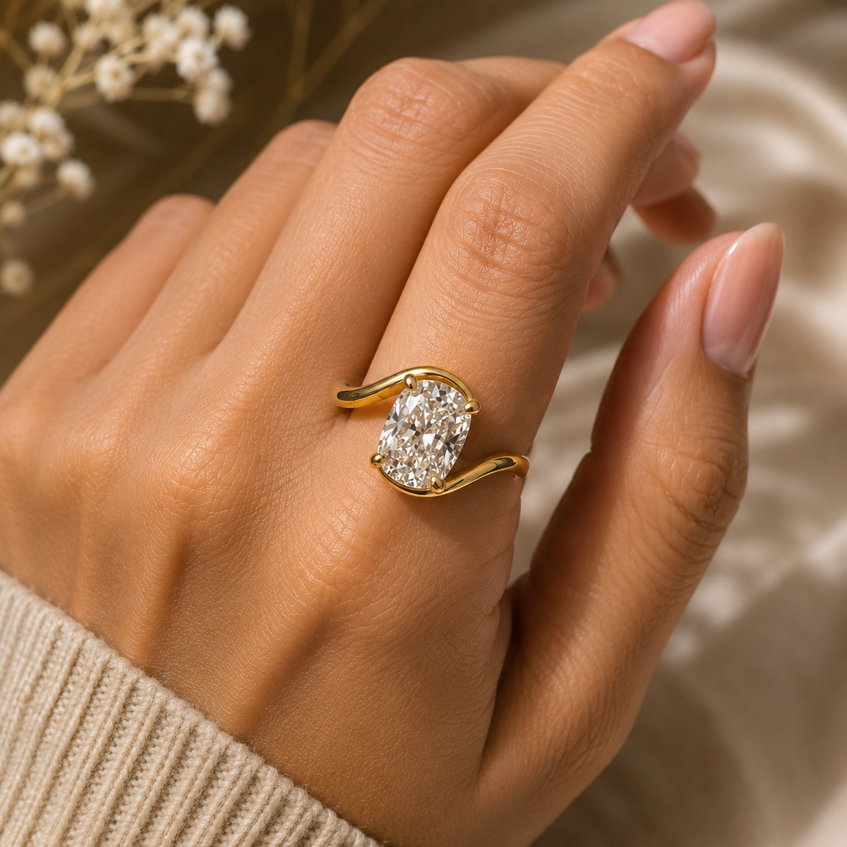solitaire 3 ct oval cut moissanite engagement ring, 14k solid yellow gold double claw prong oval solitaire ring, oval cut unique ring gifts