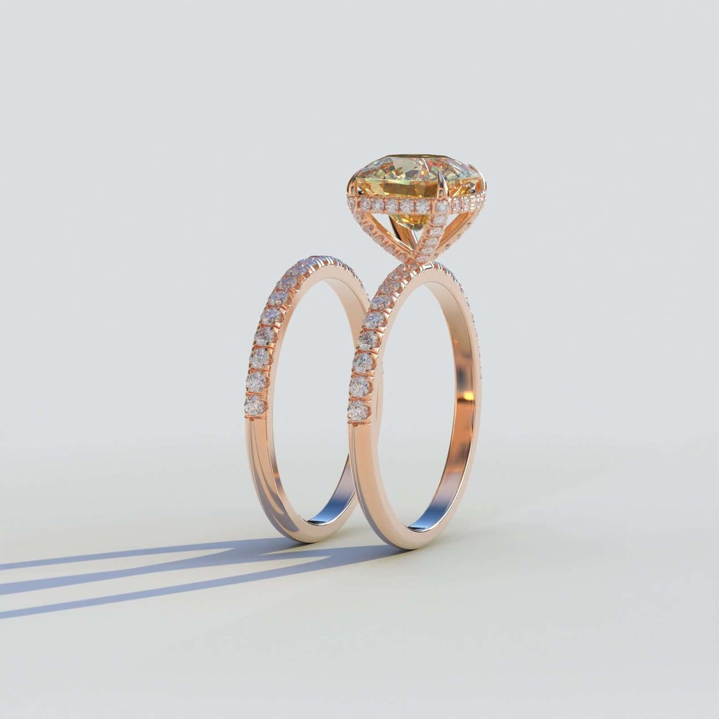 Solitaire Wedding Ring With Half Eternity Matching Band For Women