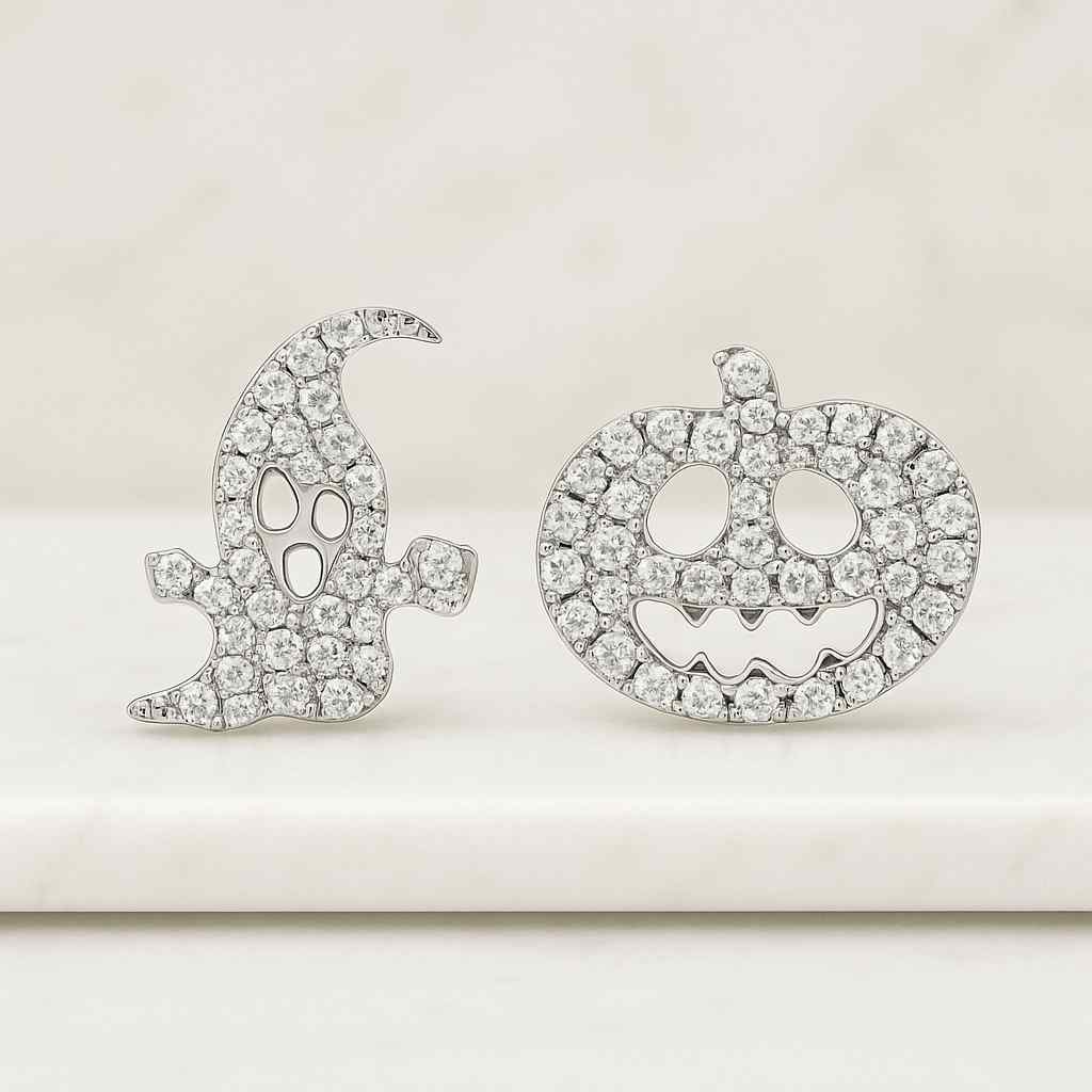 Sparkling labgrown Diamond Fan Shape Earrings, Wedding Gift