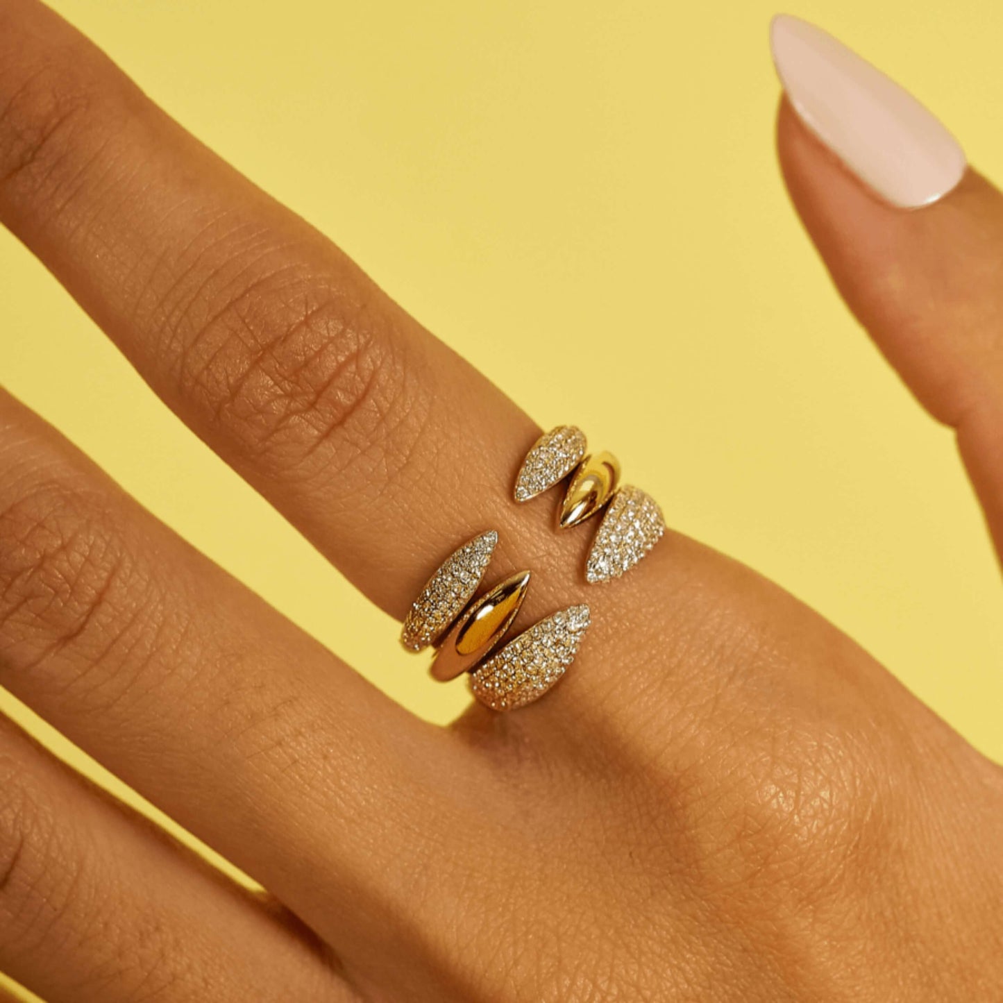 Stackable Open Claw Micro Pave Diamond Ring For her