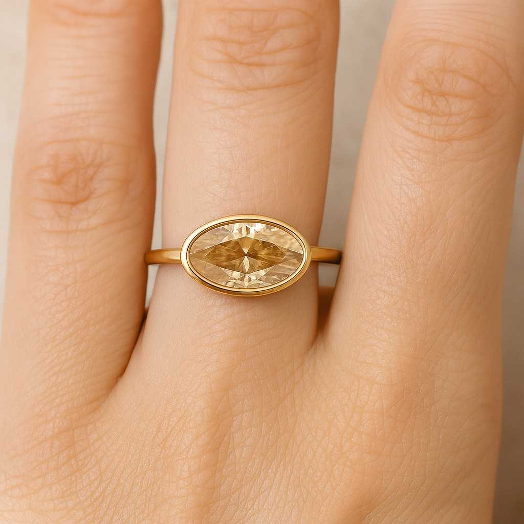 Stylish Tulip Solitaire 1 Carat IGI Certified D Color VVS2 Clarity Princess Cut Lab Grown Diamond Engagement Ring 14k Yellow Gold