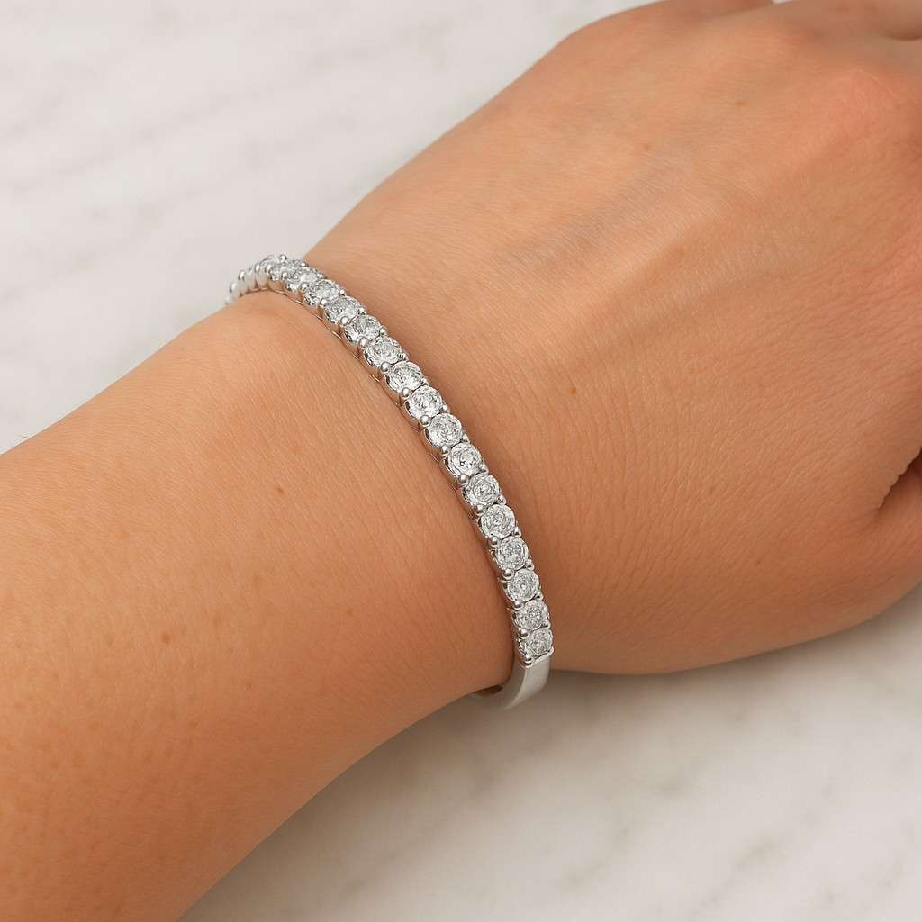 Tennis Bracelet Lab Grown Diamond Bezel Set Tennis Bracelet