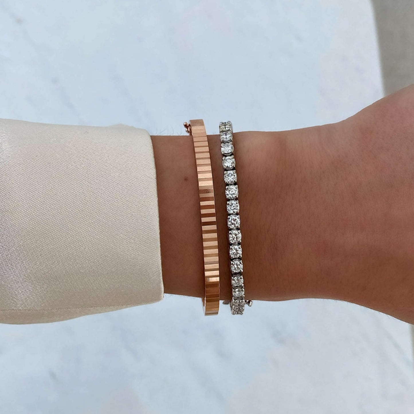 Textured Plain Gold Bracelet, Gift for Wife