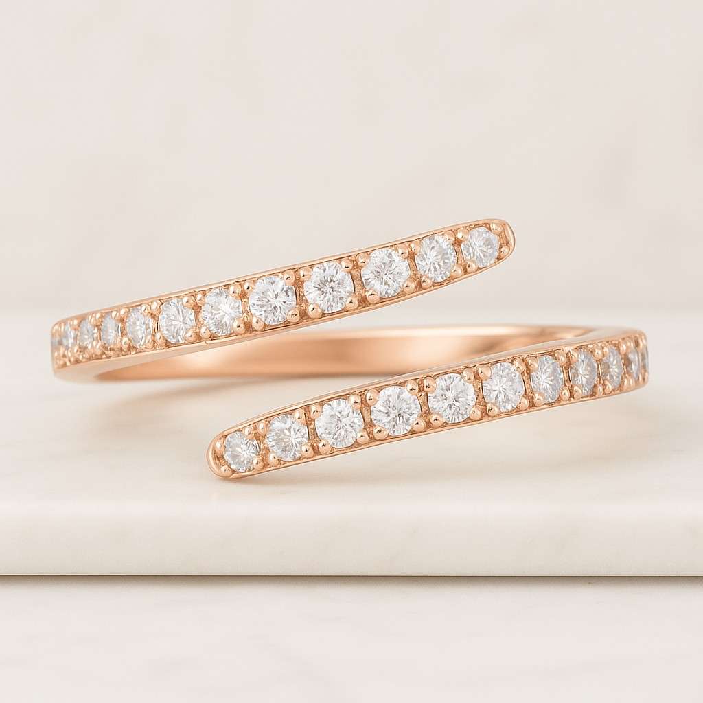 Thin Open Band Ring Diamond Open Wrap Ring Bypass Ring Delicate Wrap Ring