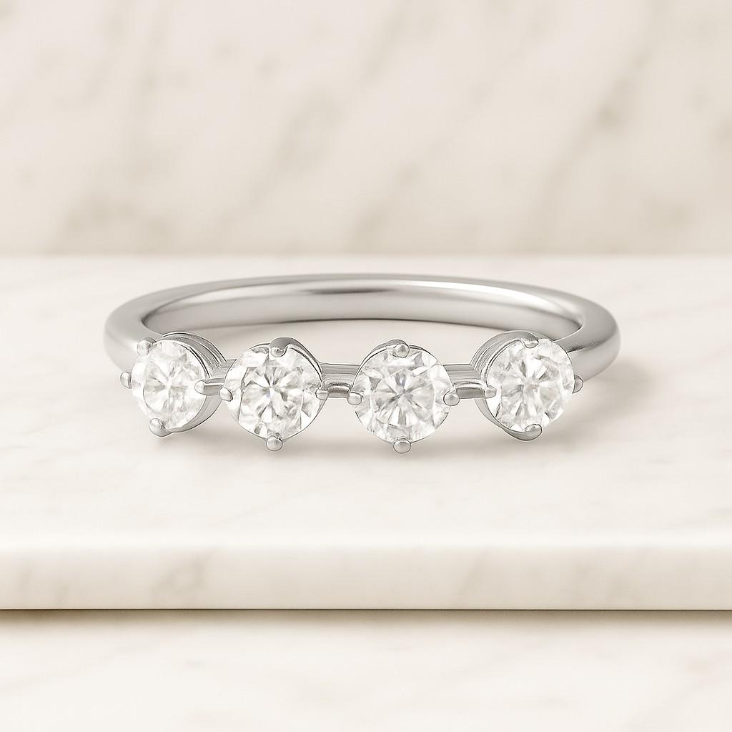 three sided pave band stackable band anniversary ring gift for her