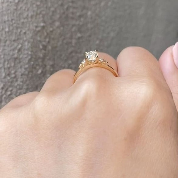 Three Stone Old European Cut Ring, Diamond Ring