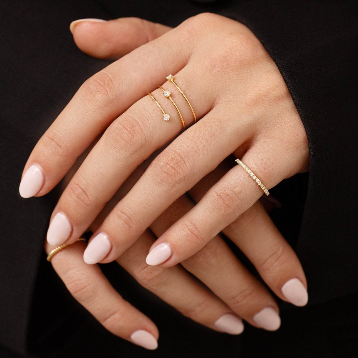 Three Stone Round Cut Diamond Spiral Band For Her