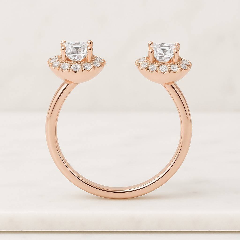 toi et moi lab grown diamond ring emerald cut and pear engagement ring proposal ring