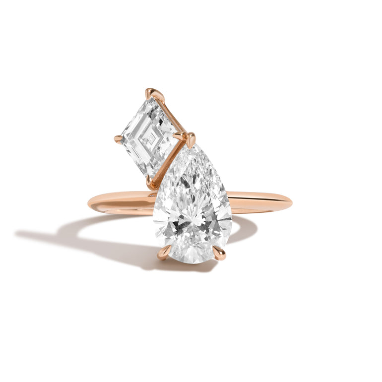 Toi Et Moi Pear Lozenge Shape Diamond Wedding Ring