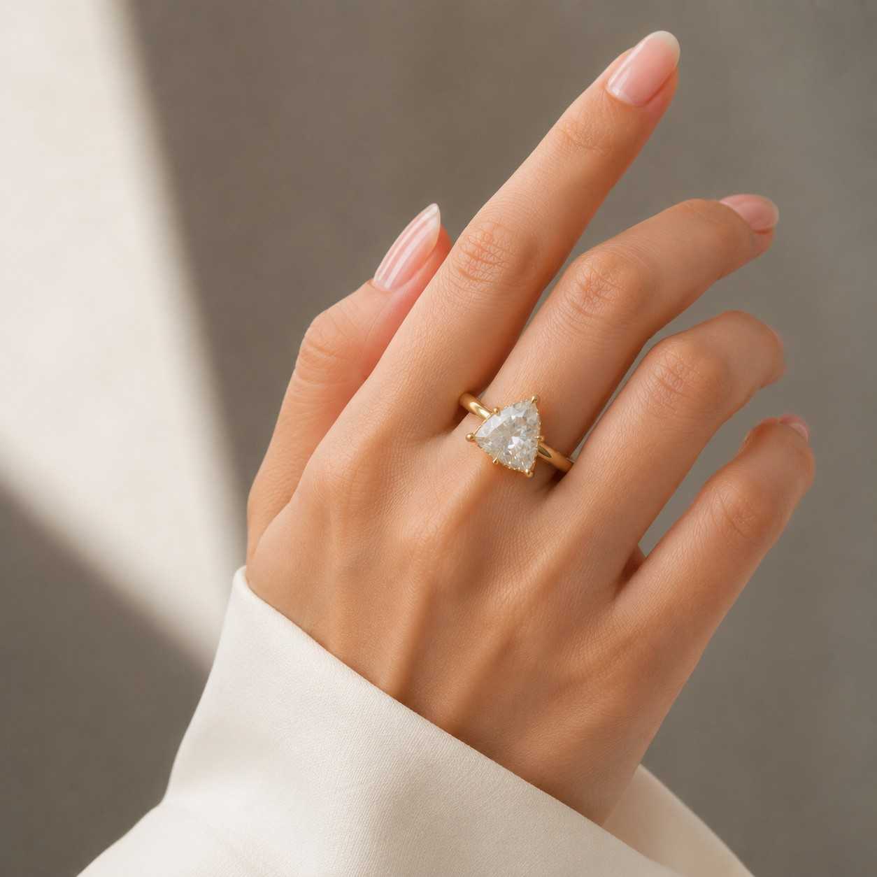 trillion cut lab-grown diamond ring – 10k gold solitaire engagement,proposal ring for her.